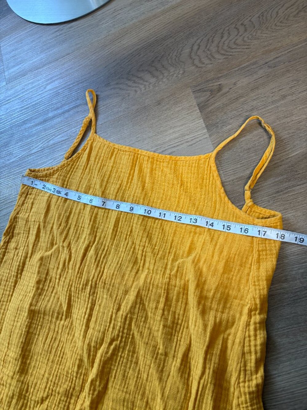 STARKx Low Back Cami Dress size S small golden yellow midi cotton gauze slit - Picture 5 of 8
